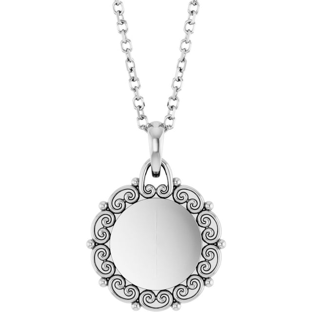Sterling Silver Engravable Scroll 16-18" Necklace