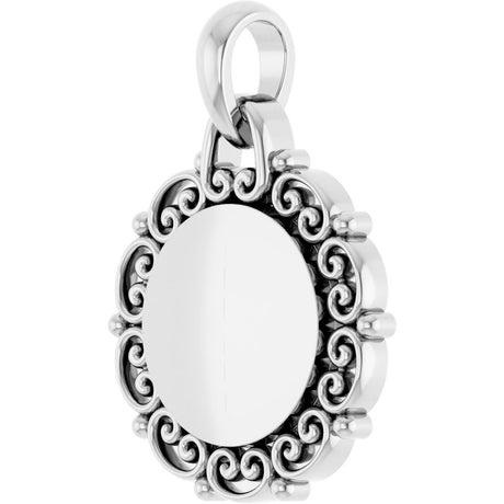 14K White Engravable Scroll Pendant