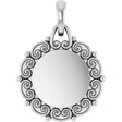 14K White Engravable Scroll Pendant