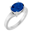 14K White Gold Lab-Grown Blue Sapphire Ring