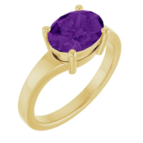 14K Yellow Gold Natural Amethyst Ring