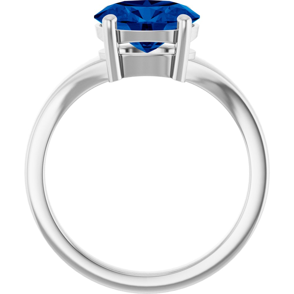 14K White Gold Lab-Grown Blue Sapphire Ring