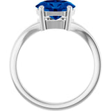 14K White Gold Lab-Grown Blue Sapphire Ring