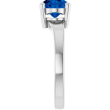 14K White Gold Lab-Grown Blue Sapphire Ring