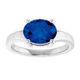 14K White Gold Lab-Grown Blue Sapphire Ring