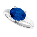 14K White Gold Lab-Grown Blue Sapphire Ring