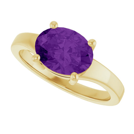 14K Yellow Gold Natural Amethyst Ring
