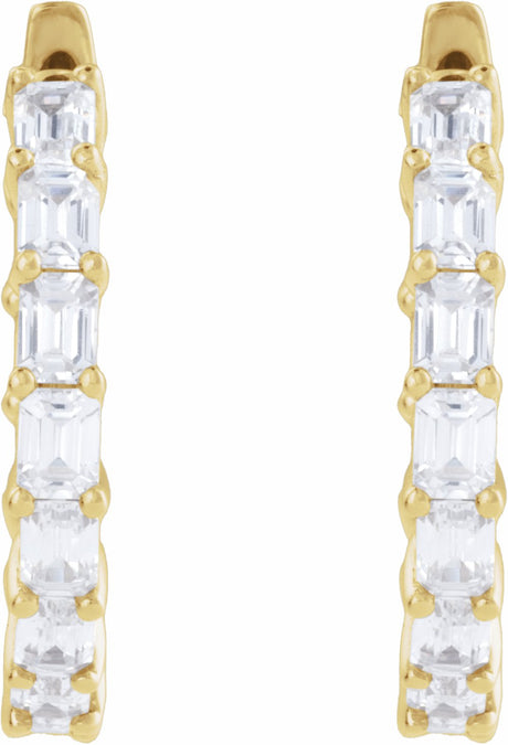 14K Yellow Gold 3 CTW Lab-Grown Diamond Inside-Outside 21.2 mm Hoop Earrings