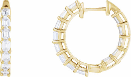 14K Yellow Gold 3 CTW Lab-Grown Diamond Inside-Outside 21.2 mm Hoop Earrings