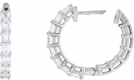 14K White Gold 3 CTW Lab-Grown Diamond Inside-Outside 21.2 mm Hoop Earrings