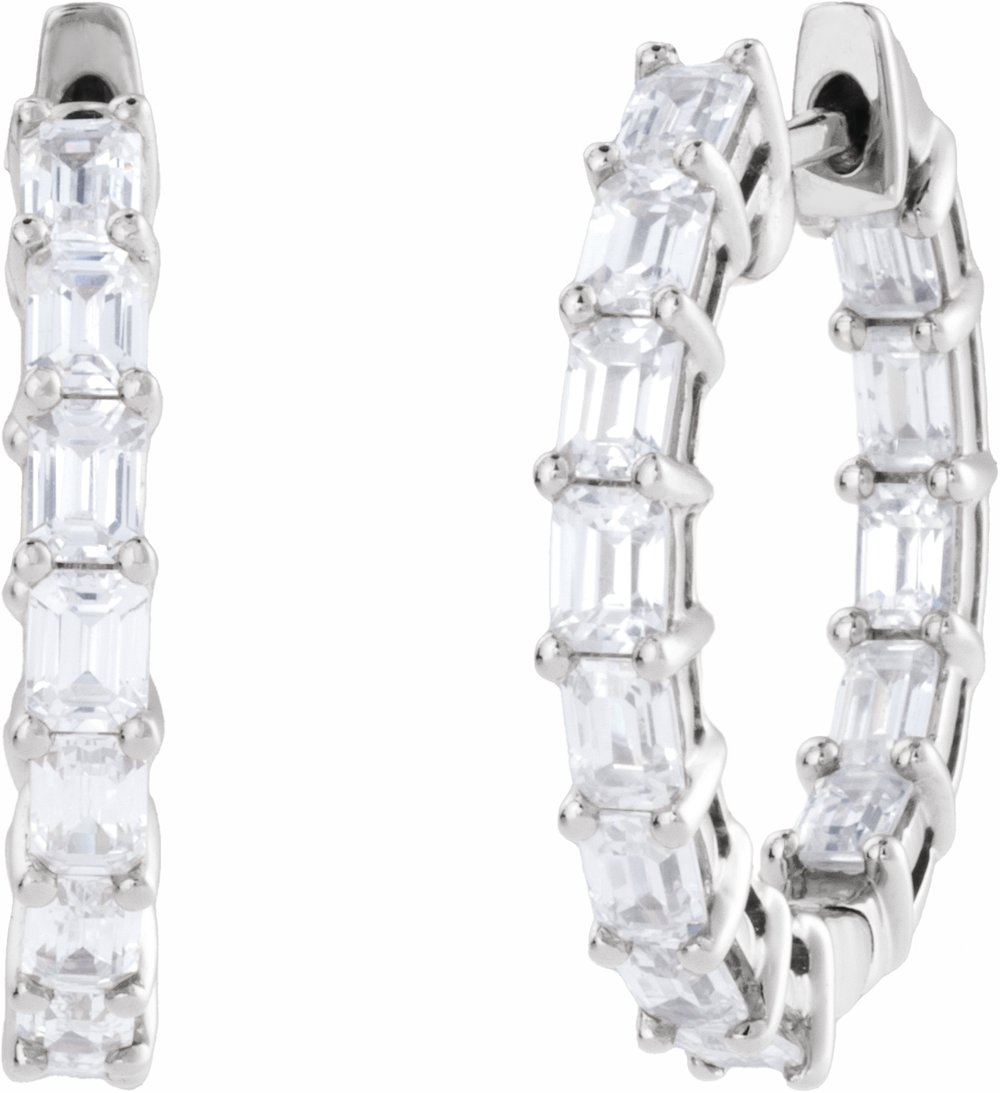 14K White 3 CTW Lab-Grown Diamond Inside-Outside 21.2 mm Hoop Earrings