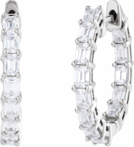 14K White 3 CTW Lab-Grown Diamond Inside-Outside 21.2 mm Hoop Earrings