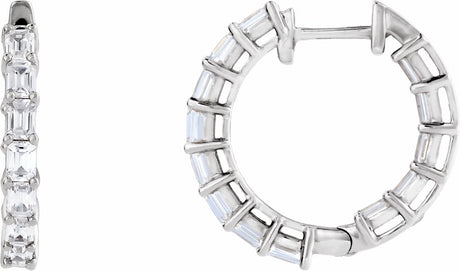 14K White Gold 3 CTW Lab-Grown Diamond Inside-Outside 21.2 mm Hoop Earrings