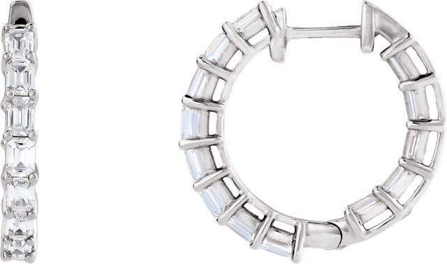 14K White Gold 3 CTW Lab-Grown Diamond Inside-Outside 21.2 mm Hoop Earrings