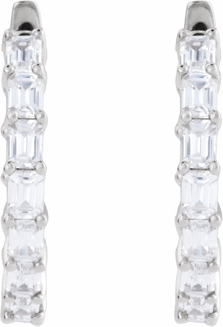 14K White Gold 3 CTW Lab-Grown Diamond Inside-Outside 21.2 mm Hoop Earrings
