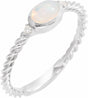 Sterling Silver Natural White Opal & .03 CTW Natural Diamond Cabochon Ring