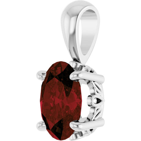 Sterling Silver Natural Mozambique Garnet Pendant