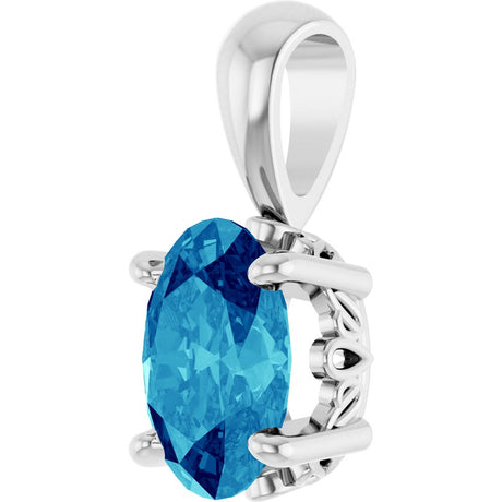 Sterling Silver Natural Blue Zircon Pendant