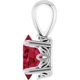 Sterling Silver Lab-Grown Ruby Pendant