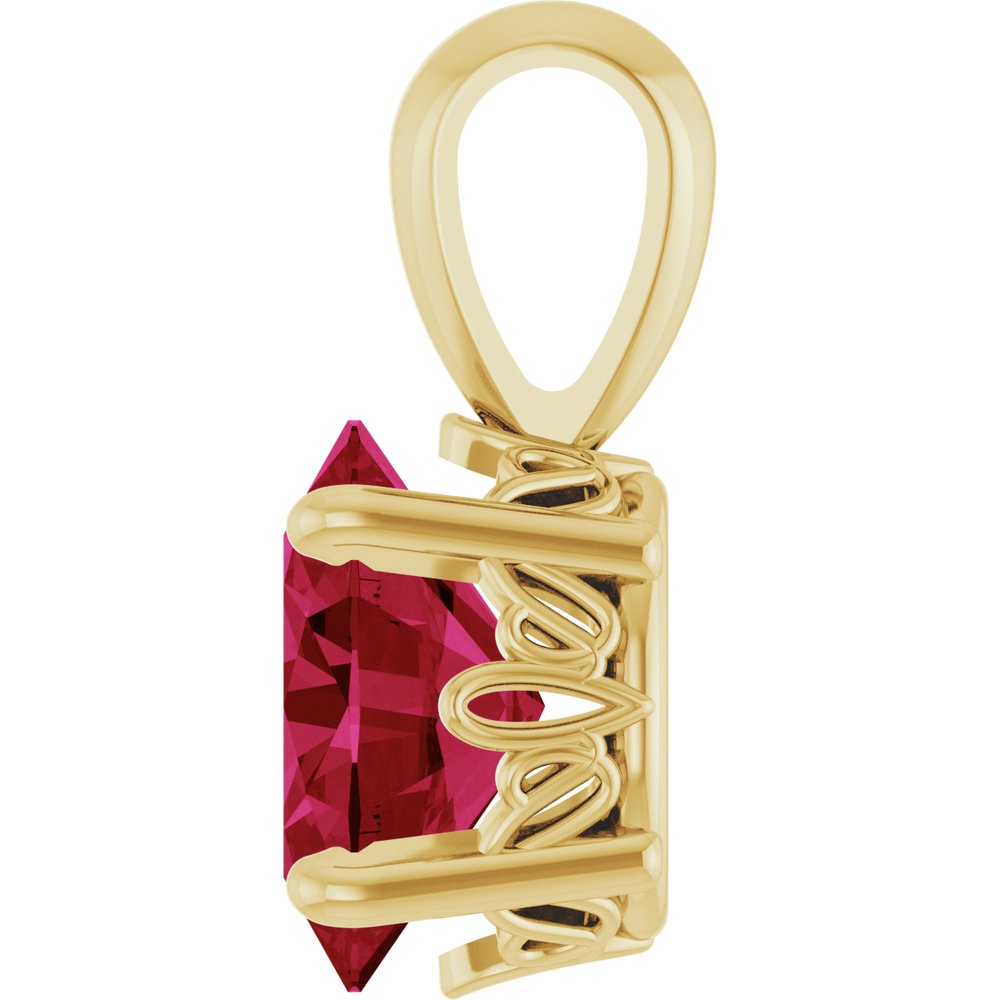 14K Yellow Gold Lab-Grown Ruby Pendant