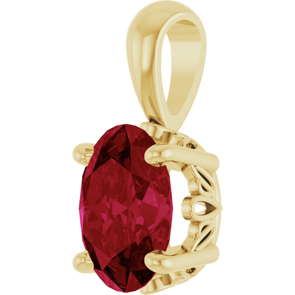 14K Yellow Gold Lab-Grown Ruby Pendant