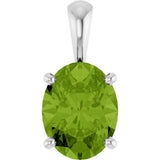 14K White Gold Natural Peridot Pendant