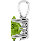 14K White Gold Natural Peridot Pendant
