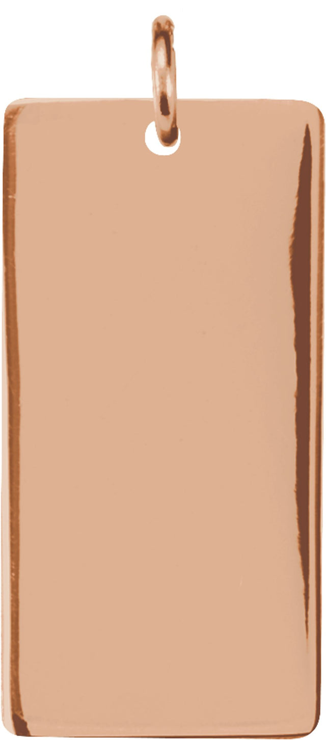 14K Rose Gold Be Posh® Engravable Rectangle Pendant