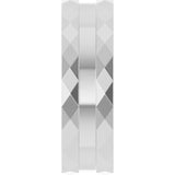 14K White Gold 6 mm Geometric Faceted Grooved Flat Band Size 9