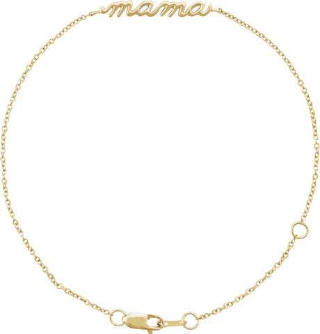 14K Yellow Gold Mama 6 1/2-7 1/2" Bracelet