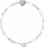 14K White 1/3 CTW Natural Diamond Heart & Paperclip-Style 7" Bracelet