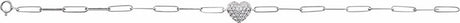 14K White 1/3 CTW Natural Diamond Heart & Paperclip-Style 7" Bracelet