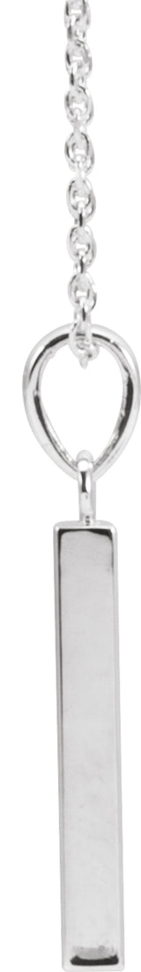 14K White Engravable Four-Sided Bar 16-18" Necklace