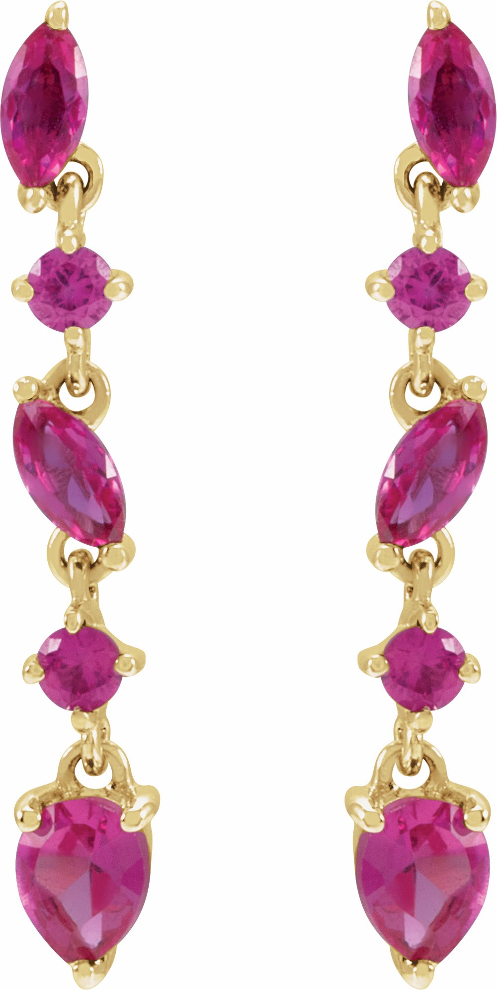 14K Yellow Lab-Grown Ruby Earrings