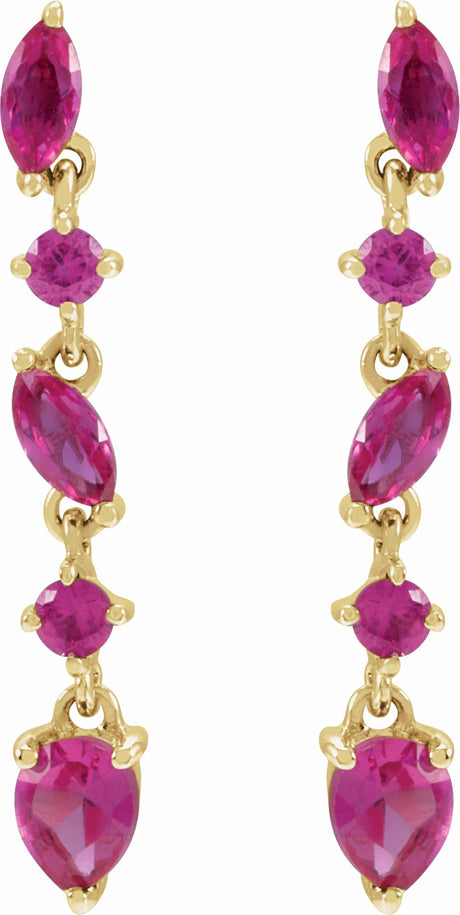 14K Yellow Natural Ruby Earrings