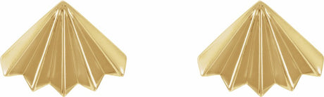 14K Yellow Gold Fan Stud Earrings
