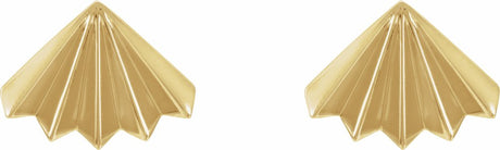 14K Yellow Fan Stud Earrings