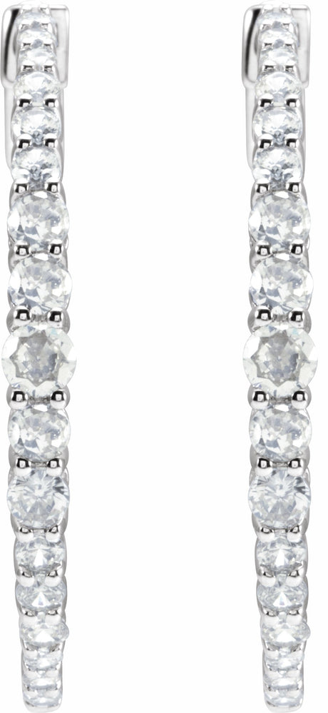 14K White 1 1/3 CTW Lab-Grown Diamond  30 mm Hoop Earrings