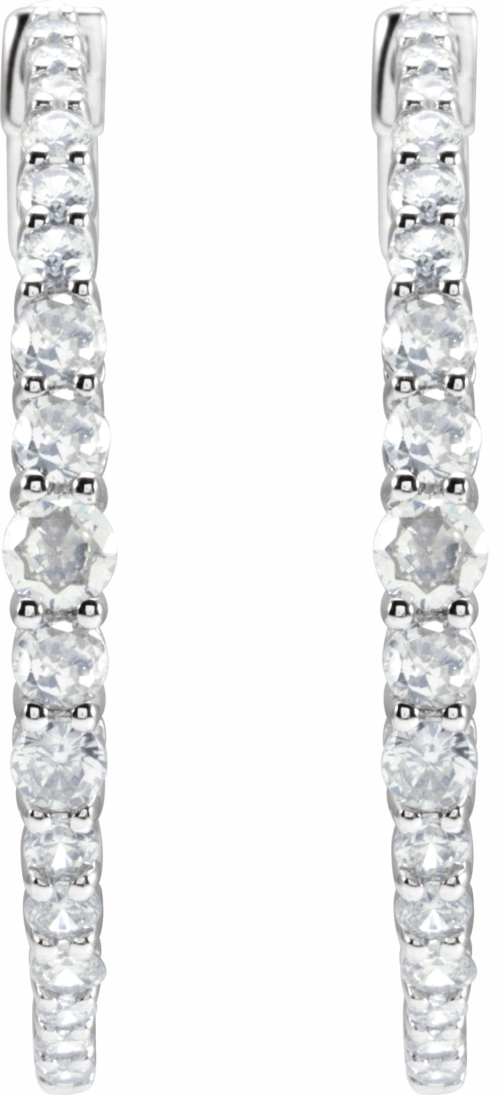 14K White Gold 1 1/3 CTW Natural Diamond 30 mm Hoop Earrings
