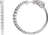 14K White 1 1/3 CTW Natural Diamond 30 mm Hoop Earrings