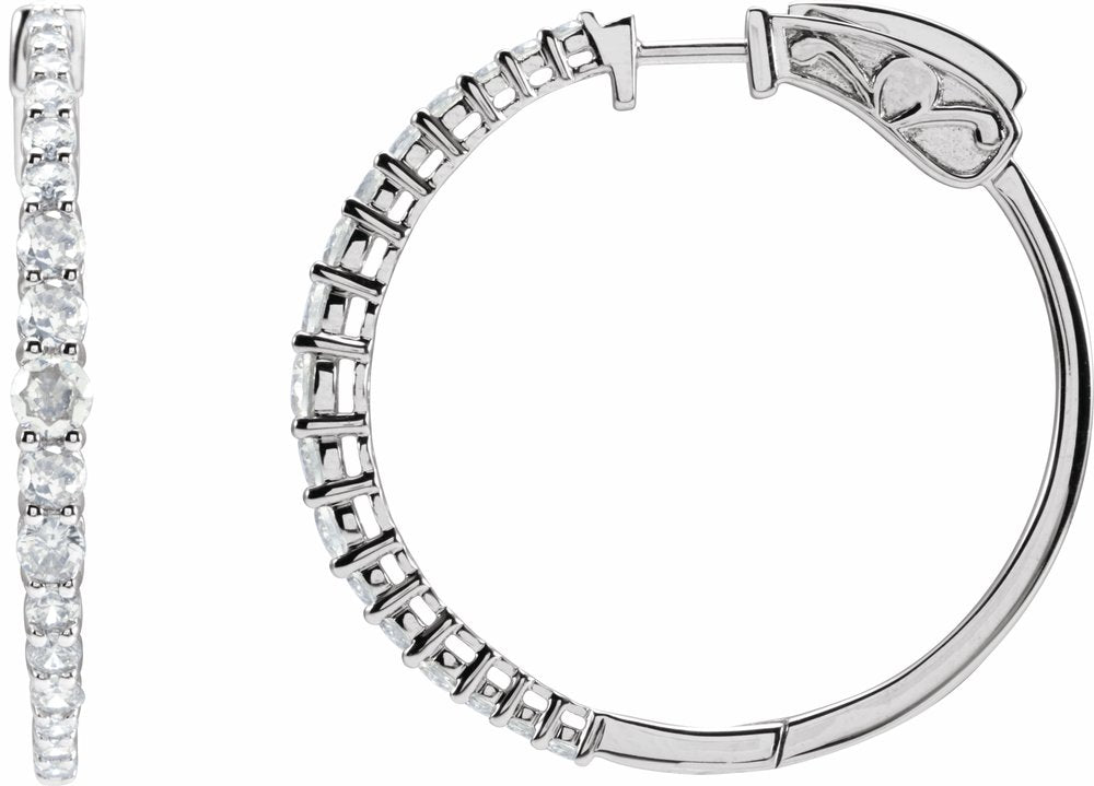 14K White 1 1/3 CTW Lab-Grown Diamond  30 mm Hoop Earrings