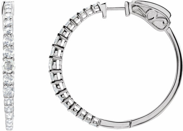 14K White Gold 1 1/3 CTW Natural Diamond 30 mm Hoop Earrings