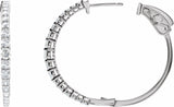 14K White 1 1/3 CTW Natural Diamond 30 mm Hoop Earrings