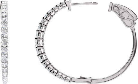 14K White Gold 1 1/3 CTW Lab-Grown Diamond  30 mm Hoop Earrings