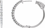 14K White Gold 1 1/3 CTW Lab-Grown Diamond  30 mm Hoop Earrings