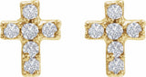 14K Yellow Gold .02 CTW Natural Diamond Cross Inverness® Piercing Stud Earrings