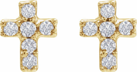 14K Yellow Gold .02 CTW Natural Diamond Cross Inverness® Piercing Stud Earrings