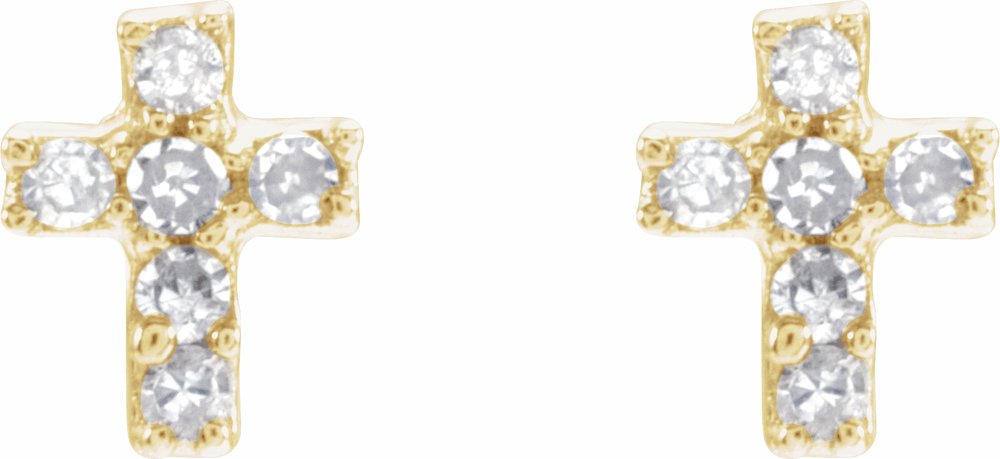 14K Yellow .02 CTW Natural Diamond Inverness® Cross Piercing Earrings