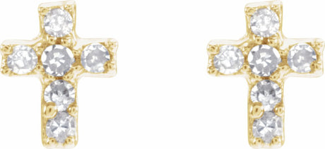 14K Yellow .02 CTW Natural Diamond Inverness® Cross Piercing Earrings