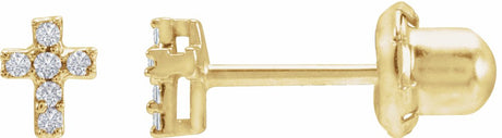 14K Yellow Gold .02 CTW Natural Diamond Cross Inverness® Piercing Stud Earrings